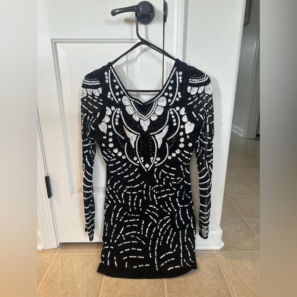 Free People beaded long sleeve mini dress